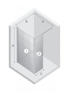 NZ6 KABINA NEW MODUS WHITE WALK-IN U 130x200 CZYSTE 8mm ACTIVE SHIELD 2.0 WZÓR KRATKA