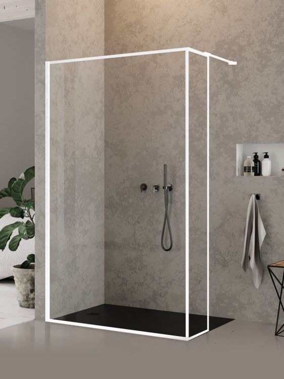 NZ6 KABINA NEW MODUS WHITE WALK-IN U 120x200 CZYSTE 8mm ACTIVE SHIELD 2.0 WZÓR RAMKA