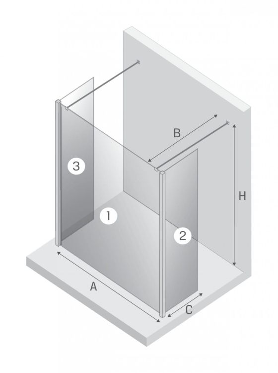 NZ2 KABINA NEW MODUS WHITE WALK-IN U 100x200 CZYSTE 8mm ACTIVE SHIELD 2.0