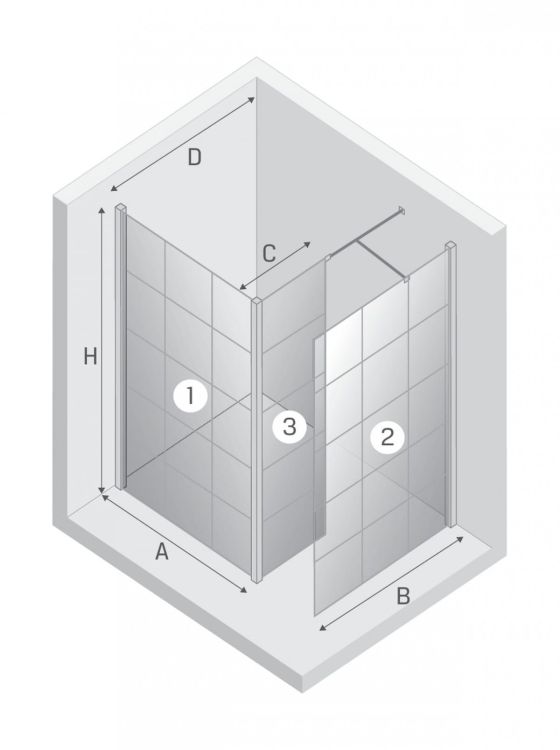 NZ6 KABINA NEW MODUS WHITE WALK-IN U 90X200 CZYSTE 8mm ACTIVE SHIELD 2.0 WZÓR KRATKA