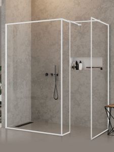 NZ6 KABINA NEW MODUS WHITE WALK-IN U 90X200 CZYSTE 8mm ACTIVE SHIELD 2.0 WZÓR RAMKA