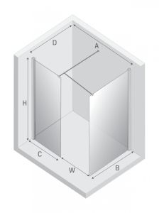 NZ2 KABINA NEW MODUS WHITE WALK-IN U 130x90x200 CZYSTE 8mm ACTIVE SHIELD 2.0