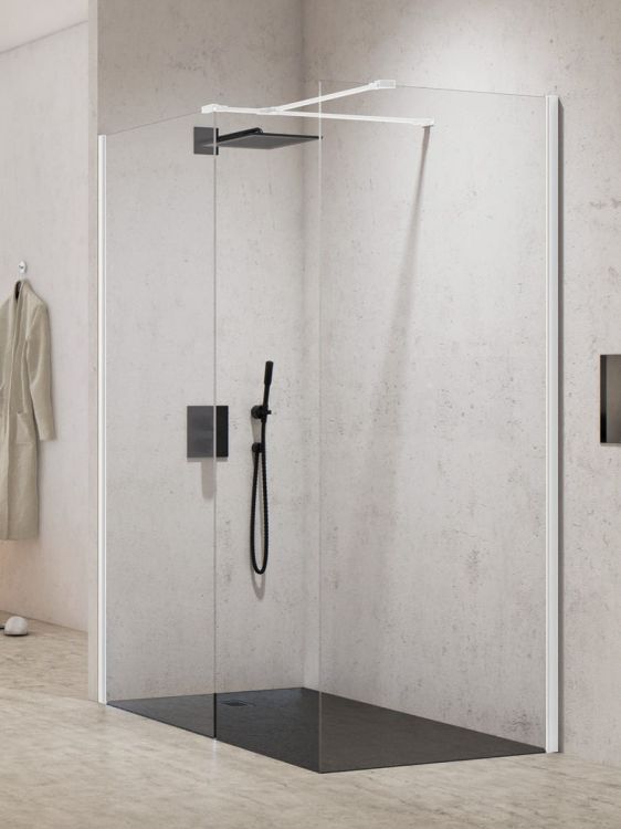 NZ2 KABINA NEW MODUS WHITE WALK-IN U 140x100x200 CZYSTE 8mm ACTIVE SHIELD 2.0