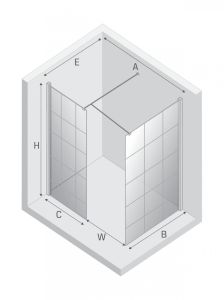 NZ6 KABINA NEW MODUS WHITE WALK-IN U 120x100x200 CZYSTE 8mm ACTIVE SHIELD 2.0 WZÓR KRATKA