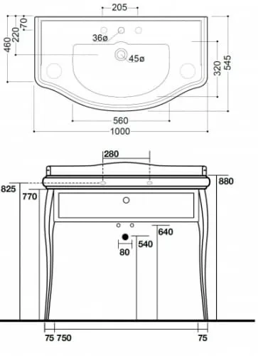 Kerasan Retro szafka podumywalkowa 100x54,5 cm czarny/chrom 7363K3
