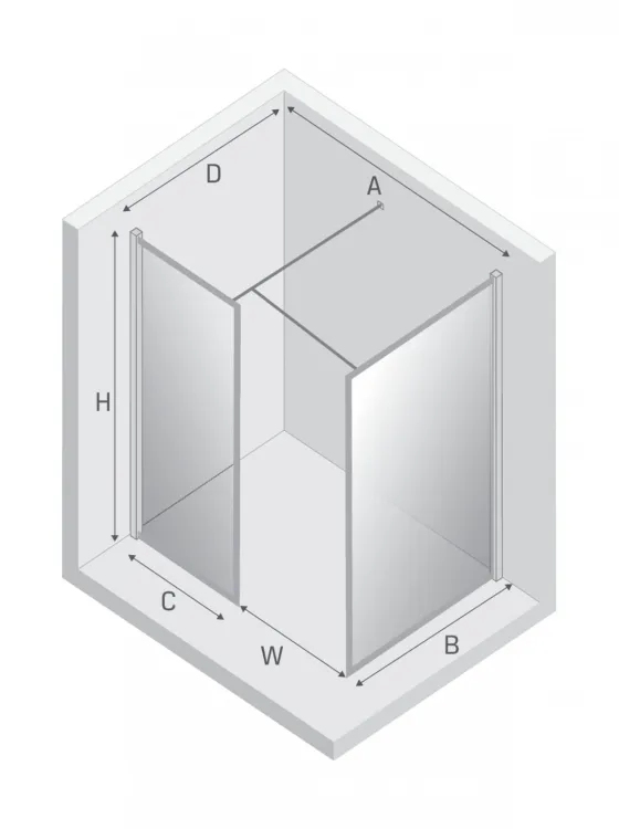 NZ6 KABINA NEW MODUS WHITE WALK-IN U 120x120x200 CZYSTE 8mm ACTIVE SHIELD 2.0 WZÓR RAMKA