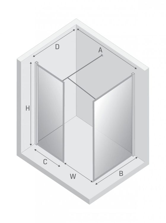 NZ6 KABINA NEW MODUS WHITE WALK-IN U 170x120x200 CZYSTE 8mm ACTIVE SHIELD 2.0 WZÓR RAMKA