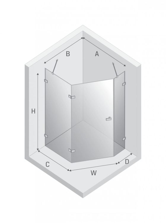 KABINA AVEXA 1D PIĘCIOKĄTNA ASYMETRYCZNA L 100x80x200 CZYSTE 6mm ACTIVE SHIELD 2.0 DRZWI LEWE
