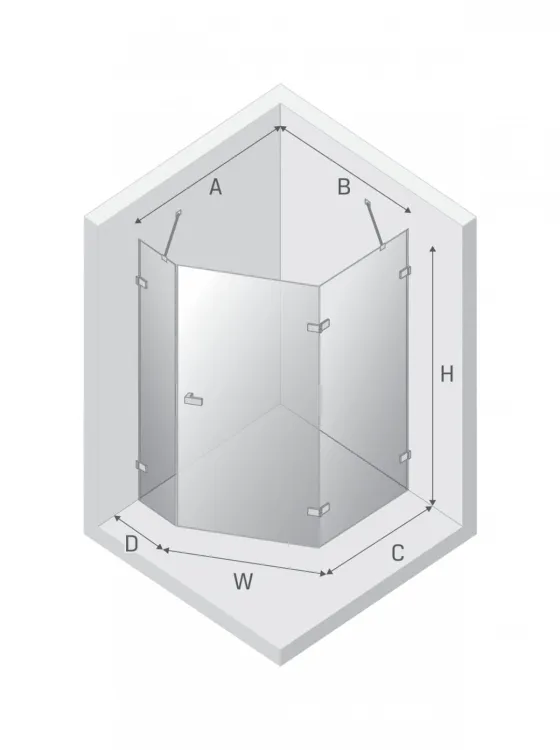 KABINA AVEXA 1D PIĘCIOKĄTNA ASYMETRYCZNA P 100x80x200 CZYSTE 6mm ACTIVE SHIELD 2.0 DRZWI PRAWE