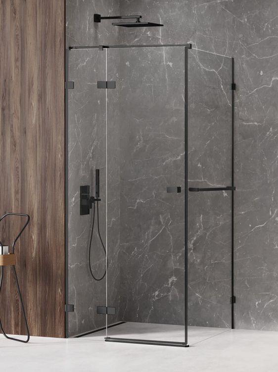 NZ4 KABINA AVEXA BLACK 1D PROSTOKĄTNA L 90x110x200 CZYSTE 6mm ACTIVE SHIELD 2.0 WIESZAK