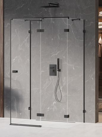Przejdź do produktu KABINA AVEXA BLACK 1D KWADRATOWA PRZYŚCIENNA P 90x90x200 CZYSTE 6mm ACTIVE SHIELD 2.0