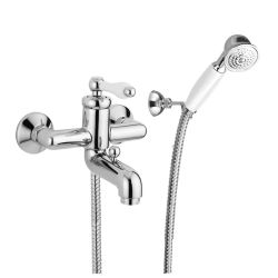 Retro bateria wannowa ścienna z zestawem natryskowym Giulini Hermitage 4401 chrom