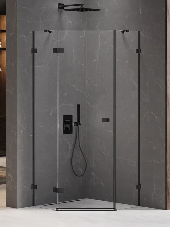 KABINA AVEXA BLACK 1D PIĘCIOKĄTNA L 80x80x200 CZYSTE 6mm ACTIVE SHIELD 2.0