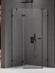 KABINA AVEXA BLACK 1D PIĘCIOKĄTNA ASYMETRYCZNA L 100x80x200 CZYSTE 6mm ACTIVE SHIELD 2.0 DRZWI PRAWE