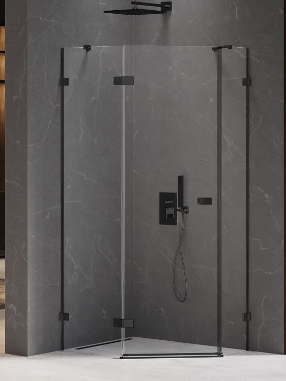 KABINA AVEXA BLACK 1D PIĘCIOKĄTNA ASYMETRYCZNA L 100x80x200 CZYSTE 6mm ACTIVE SHIELD 2.0 DRZWI PRAWE
