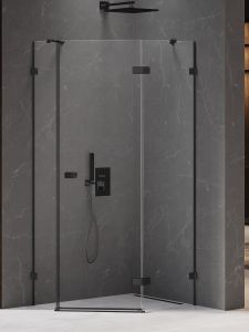 KABINA AVEXA BLACK 1D PIĘCIOKĄTNA ASYMETRYCZNA P 100x80x200 CZYSTE 6mm ACTIVE SHIELD 2.0 DRZWI PRAWE
