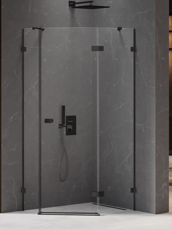 KABINA AVEXA BLACK 1D PIĘCIOKĄTNA ASYMETRYCZNA P 100x80x200 CZYSTE 6mm ACTIVE SHIELD 2.0 DRZWI PRAWE