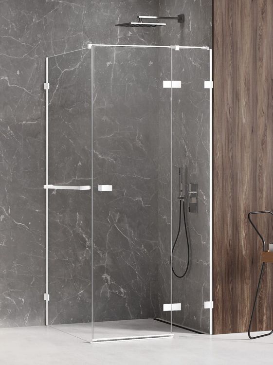 NZ4 KABINA AVEXA WHITE 1D PROSTOKĄTNA P 90x80x200 CZYSTE 6mm ACTIVE SHIELD 2.0 WIESZAK