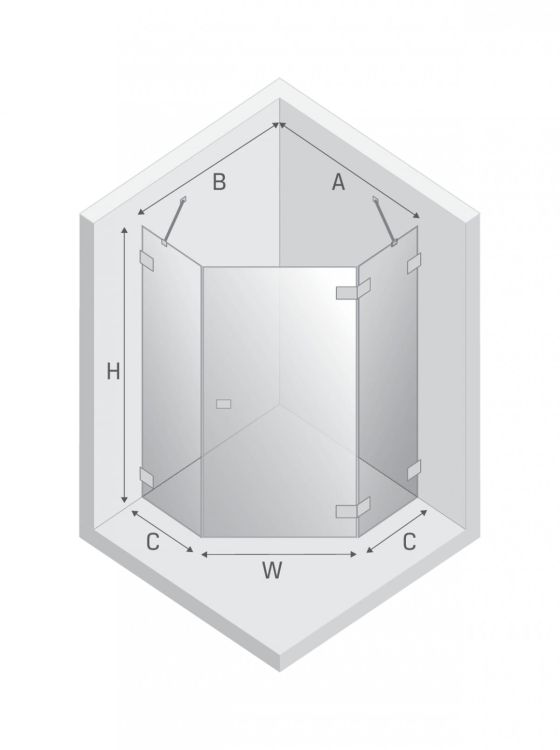 NZ2 KABINA AVEXA WHITE 1D PIĘCIOKĄTNA P 80x80x200 CZYSTE 6mm ACTIVE SHIELD 2.0
