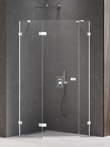 NZ2 KABINA AVEXA WHITE 1D PIĘCIOKĄTNA ASYMETRYCZNA L 100x80x200 CZYSTE 6mm ACTIVE SHIELD 2.0 DRZWI LEWE