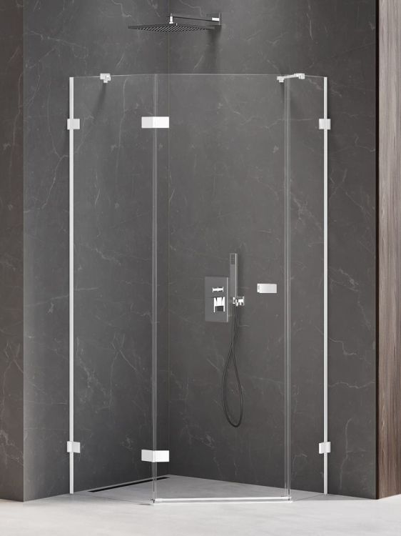 NZ2 KABINA AVEXA WHITE 1D PIĘCIOKĄTNA ASYMETRYCZNA L 100x80x200 CZYSTE 6mm ACTIVE SHIELD 2.0 DRZWI LEWE