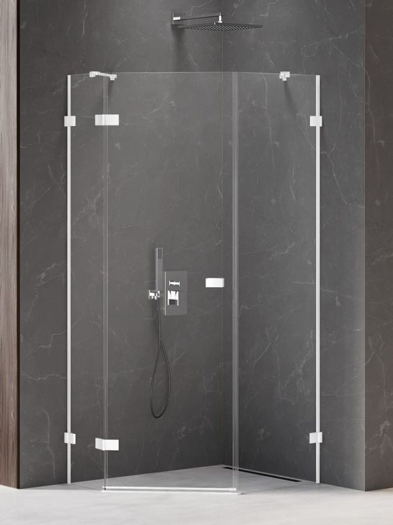 NZ2 KABINA AVEXA WHITE 1D PIĘCIOKĄTNA ASYMETRYCZNA P 100x80x200 CZYSTE 6mm ACTIVE SHIELD 2.0 DRZWI LEWE