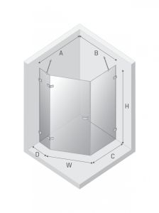 NZ2 KABINA AVEXA WHITE 1D PIĘCIOKĄTNA ASYMETRYCZNA P 100x80x200 CZYSTE 6mm ACTIVE SHIELD 2.0 DRZWI LEWE