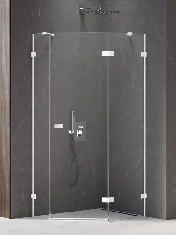 NZ2 KABINA AVEXA WHITE 1D PIĘCIOKĄTNA ASYMETRYCZNA P 100x80x200 CZYSTE 6mm ACTIVE SHIELD 2.0 DRZWI PRAWE