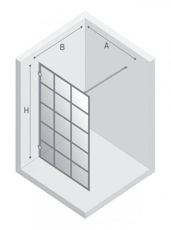 NZ6 KABINA AVEXA WHITE WALK-IN U 100x200 CZYSTE 6mm ACTIVE SHIELD 2.0 WZÓR KRATKA