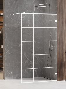 NZ6 KABINA AVEXA WHITE WALK-IN U 110x200 CZYSTE 6mm ACTIVE SHIELD 2.0 WZÓR KRATKA