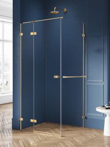 NZ4 KABINA AVEXA GOLD BRUSHED 1D PROSTOKĄTNA L 80x80x200 CZYSTE 6mm ACTIVE SHIELD 2.0 WIESZAK