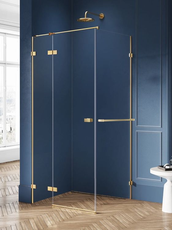 NZ4 KABINA AVEXA GOLD BRUSHED 1D PROSTOKĄTNA L 80x80x200 CZYSTE 6mm ACTIVE SHIELD 2.0 WIESZAK