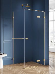 NZ4 KABINA AVEXA GOLD BRUSHED 1D PROSTOKĄTNA P 80x110x200 CZYSTE 6mm ACTIVE SHIELD 2.0 WIESZAK