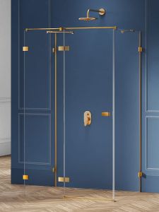 KABINA AVEXA GOLD BRUSHED 1D KWADRATOWA PRZYŚCIENNA L 90x90x200 CZYSTE 6mm ACTIVE SHIELD 2.0