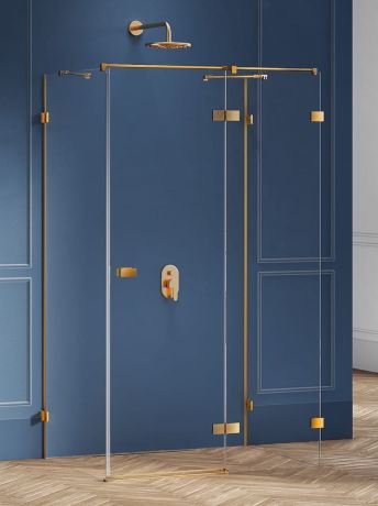 Przejdź do produktu KABINA AVEXA GOLD BRUSHED 1D KWADRATOWA PRZYŚCIENNA P 90x90x200 CZYSTE 6mm ACTIVE SHIELD 2.0