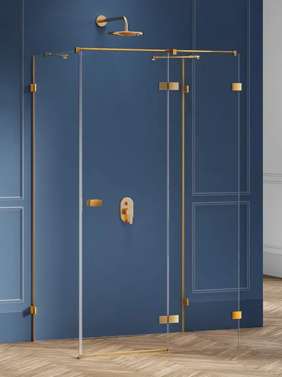 KABINA AVEXA GOLD BRUSHED 1D KWADRATOWA PRZYŚCIENNA P 90x90x200 CZYSTE 6mm ACTIVE SHIELD 2.0