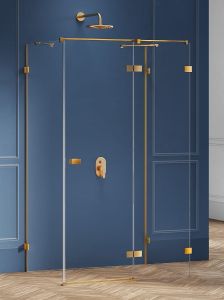 KABINA AVEXA GOLD BRUSHED 1D KWADRATOWA PRZYŚCIENNA P 120x120x200 CZYSTE 6mm ACTIVE SHIELD 2.0