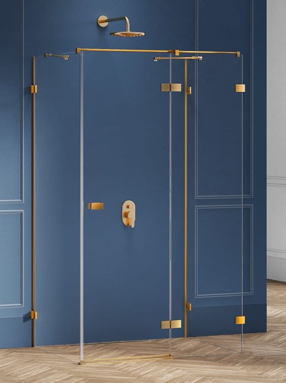 KABINA AVEXA GOLD BRUSHED 1D KWADRATOWA PRZYŚCIENNA P 120x120x200 CZYSTE 6mm ACTIVE SHIELD 2.0