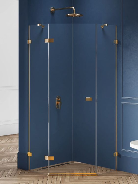 KABINA AVEXA GOLD BRUSHED 1D PIĘCIOKĄTNA L 90x90x200 CZYSTE 6mm ACTIVE SHIELD 2.0