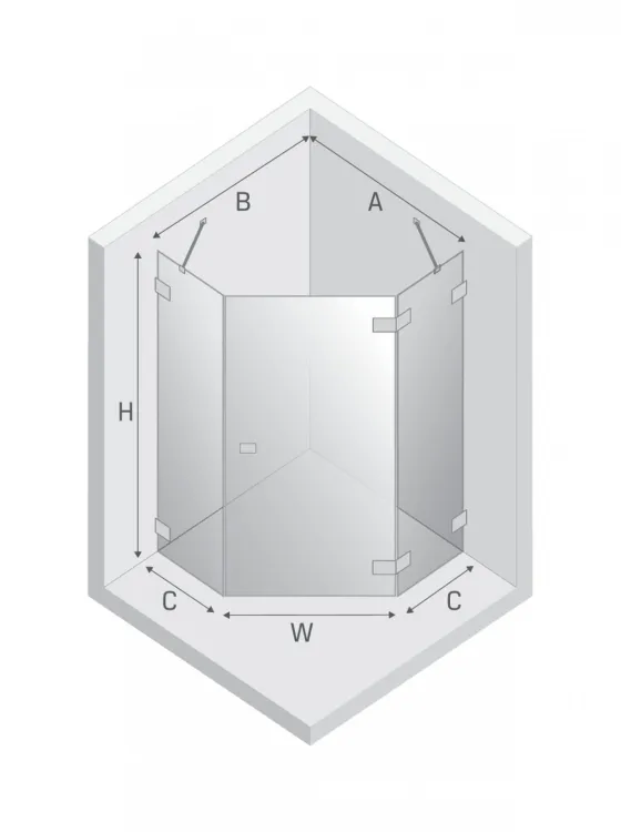 KABINA AVEXA GOLD BRUSHED 1D PIĘCIOKĄTNA P 90x90x200 CZYSTE 6mm ACTIVE SHIELD 2.0