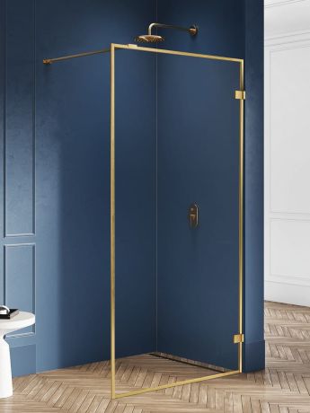 Przejdź do produktu NZ4 KABINA AVEXA GOLD BRUSHED WALK-IN U 80x200 CZYSTE 6mm ACTIVE SHIELD 2.0 RAMKA ALU