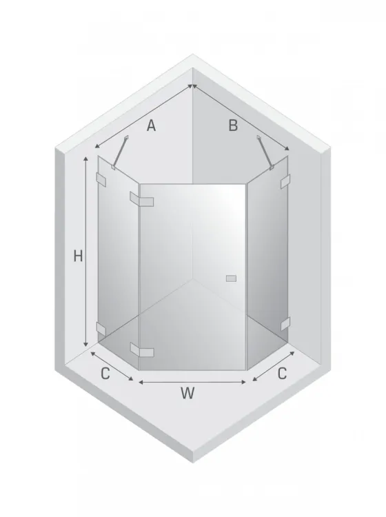 KABINA AVEXA GOLD SHINE 1D PIĘCIOKĄTNA L 80x80x200 CZYSTE 6mm ACTIVE SHIELD 2.0
