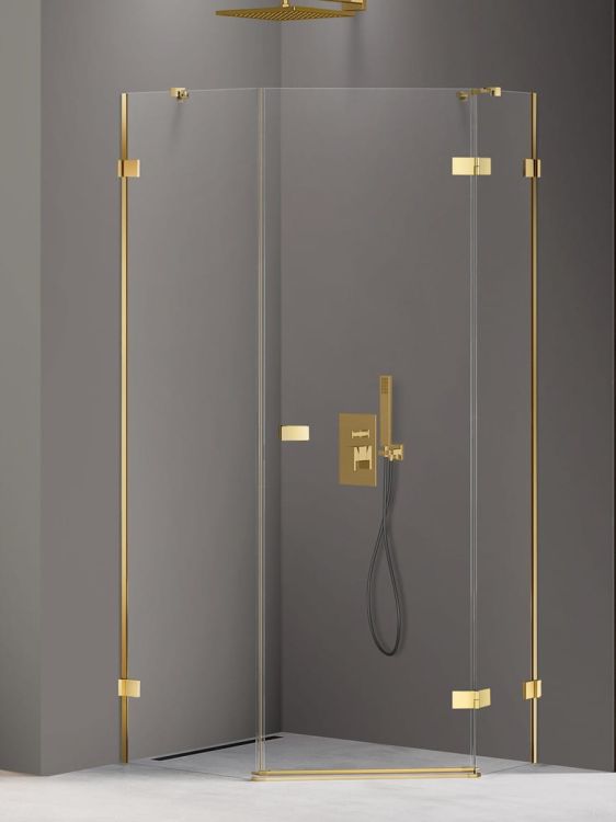 KABINA AVEXA GOLD SHINE 1D PIĘCIOKĄTNA ASYMETRYCZNA L 100x80x200 CZYSTE 6mm ACTIVE SHIELD 2.0 DRZWI PRAWE