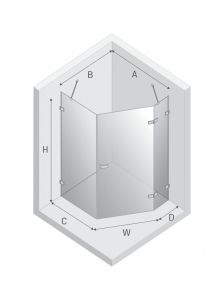 KABINA AVEXA GOLD SHINE 1D PIĘCIOKĄTNA ASYMETRYCZNA L 100x80x200 CZYSTE 6mm ACTIVE SHIELD 2.0 DRZWI PRAWE