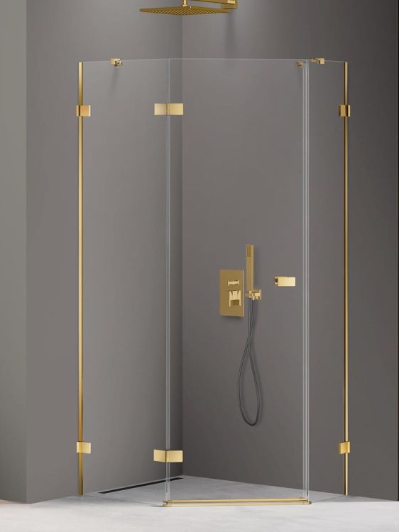 KABINA AVEXA GOLD SHINE 1D PIĘCIOKĄTNA ASYMETRYCZNA L 100x80x200 CZYSTE 6mm ACTIVE SHIELD 2.0 DRZWI LEWE