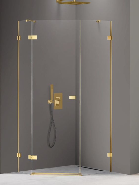 KABINA AVEXA GOLD SHINE 1D PIĘCIOKĄTNA ASYMETRYCZNA P 100x80x200 CZYSTE 6mm ACTIVE SHIELD 2.0 DRZWI LEWE