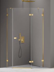 KABINA AVEXA GOLD SHINE 1D PIĘCIOKĄTNA ASYMETRYCZNA P 100x80x200 CZYSTE 6mm ACTIVE SHIELD 2.0 DRZWI PRAWE