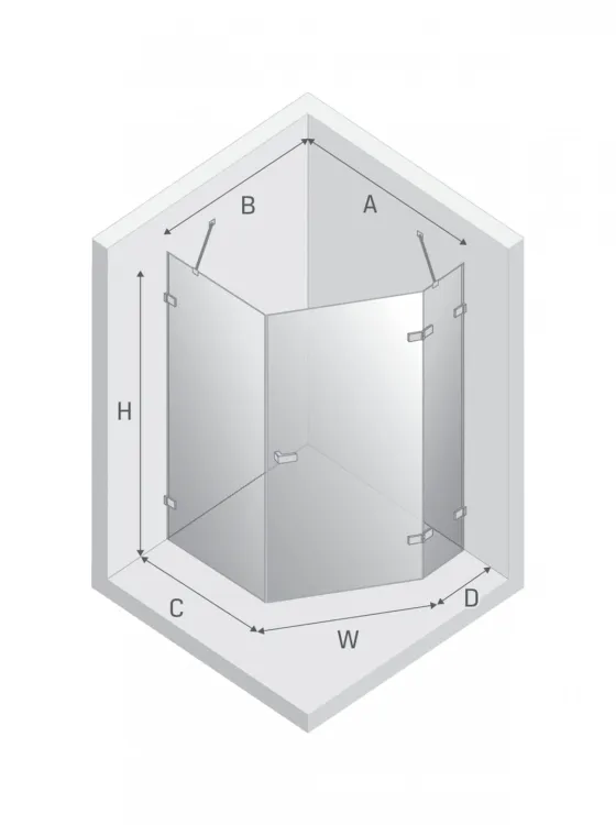 KABINA AVEXA GOLD SHINE 1D PIĘCIOKĄTNA ASYMETRYCZNA P 100x80x200 CZYSTE 6mm ACTIVE SHIELD 2.0 DRZWI PRAWE