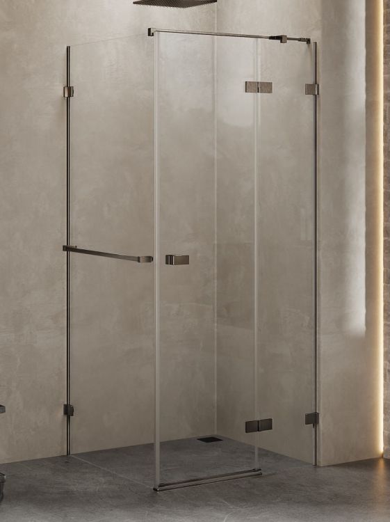 NZ4 KABINA AVEXA GUNMETAL BRUSHED 1D PROSTOKĄTNA P 90x70x200 CZYSTE 6mm ACTIVE SHIELD 2.0 WIESZAK