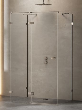 Przejdź do produktu KABINA AVEXA GUNMETAL BRUSHED 1D KWADRATOWA PRZYŚCIENNA L 100x100x200 CZYSTE 6mm ACTIVE SHIELD 2.0